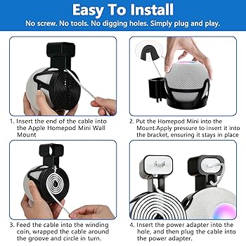 中古Pod mini ２個　壁掛けスタンド付き Amazon.co.jp: HomePod Mini スマートスピーカー 対応 合金
